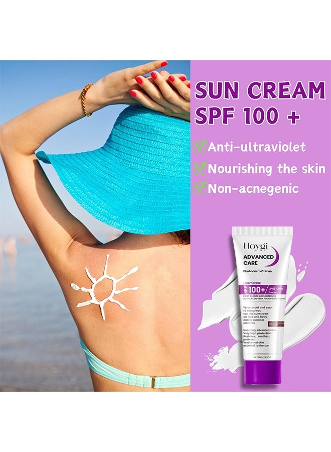 هويجي واقي شمس SPF 100، واقي شمس للوجه والجسم - واقي شمس خارجي SPF 100 - واقي شمس رياضي للنساء والرجال، 80 جرام - Image 4